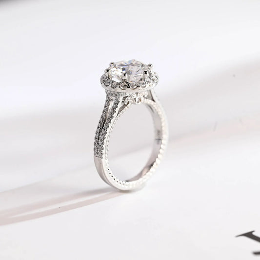 Double Band Sparkle | Moissanite Halo Glow | Gold Promise Ring