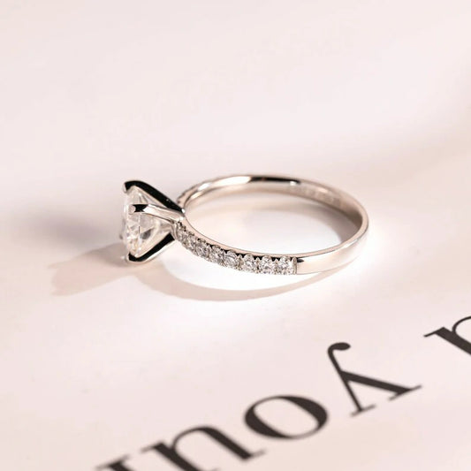 Solid Gold Band | Half Eternity Ring | Round Cut Sparkle