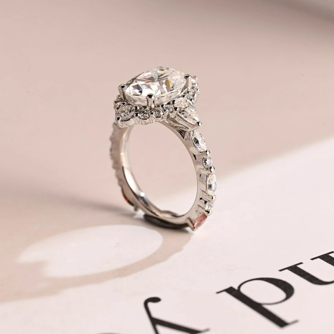 moissanite ring handmade | oval stone engagement | moissanite jewelry