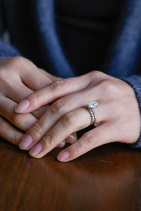 Pear cut moissanite ring