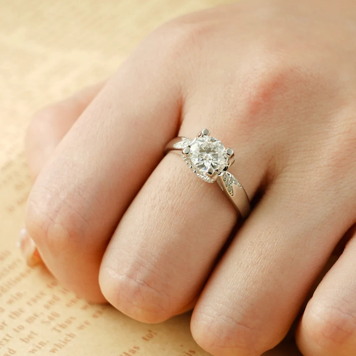 Unique and Refined | Gold Moissanite Ring | Halo Perfection