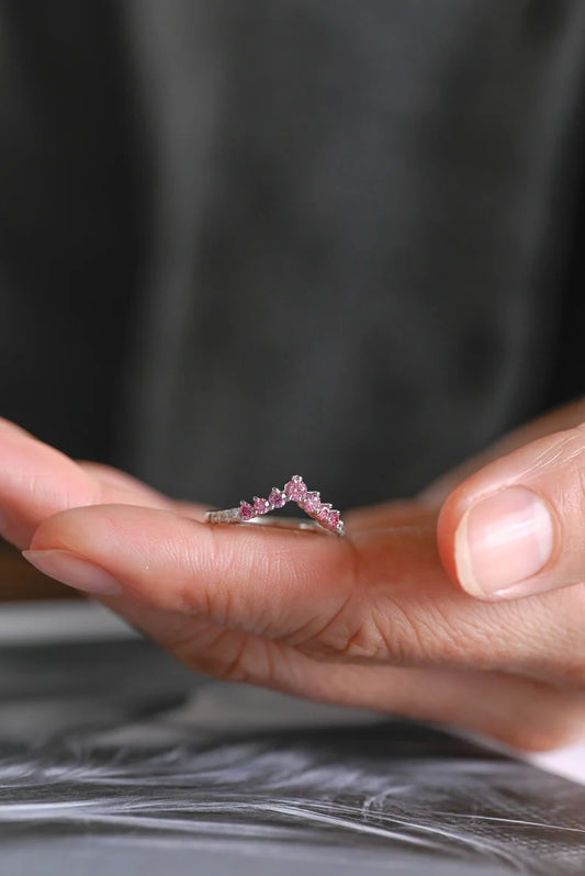 Pink round cut morganite diamond ring