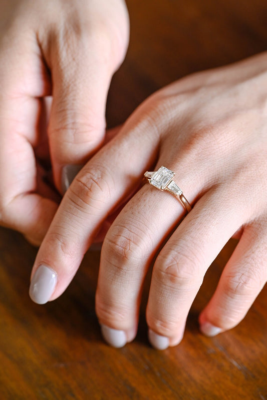 Three stone engagement ring