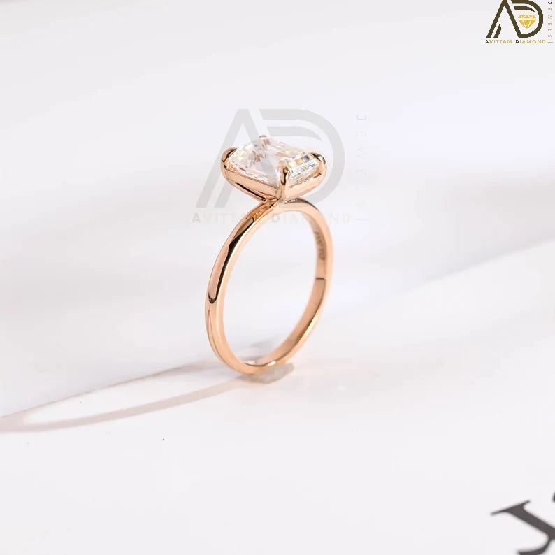 Solid Gold Promise Ring | Elegant Moissanite Jewelry | Four Claw Moissanite Band