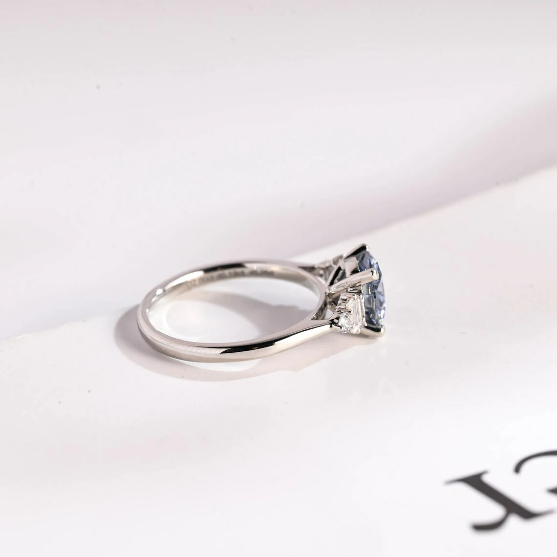 10K Gold Ring | Blue Moissanite Stone | Gift for Her