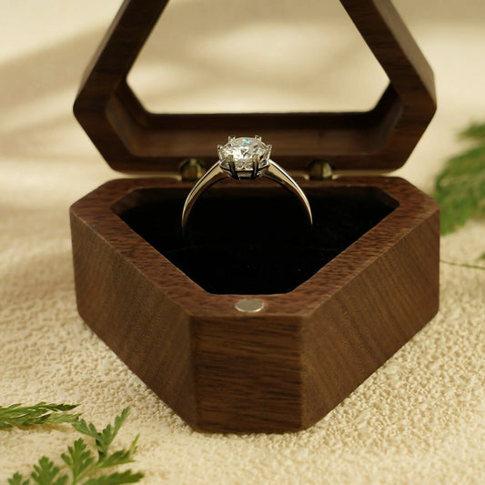 Delicate Floral Design Ring | Solid Gold Promise Band | Round Moissanite Sparkle