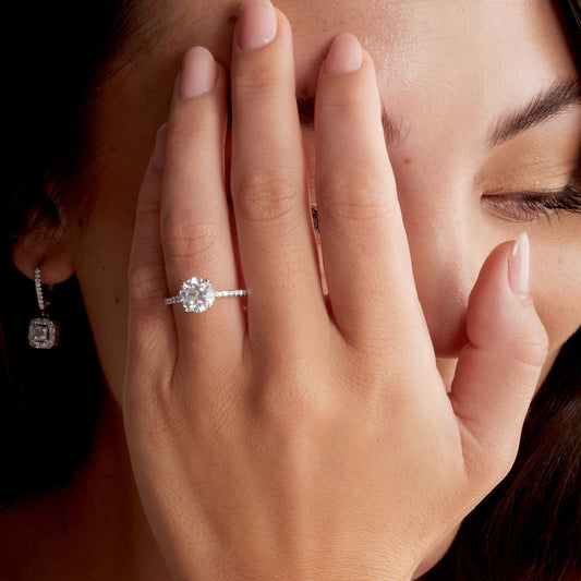 Round cut lab grown engagement ring