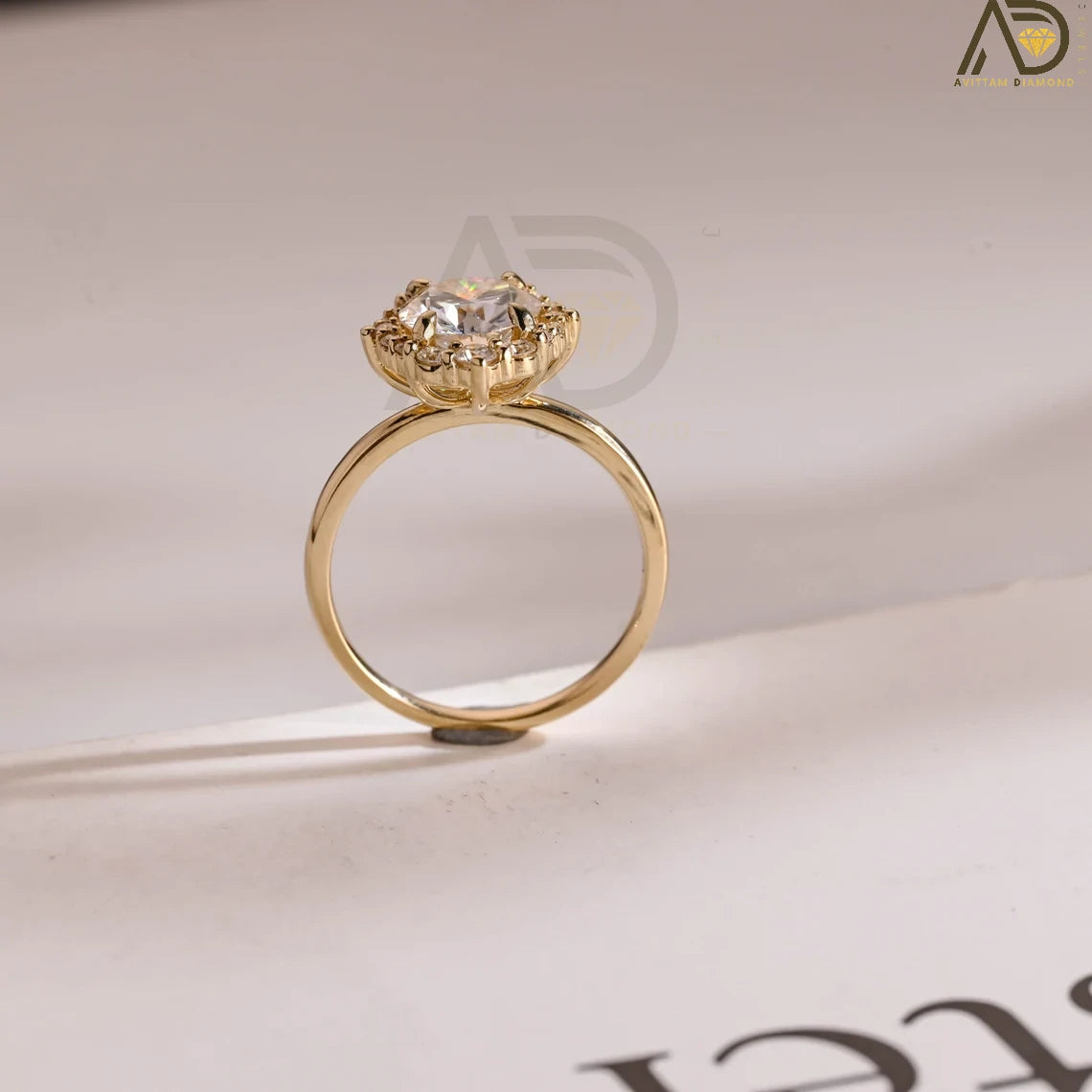 Solid Gold Proposal Jewelry | Moissanite Sunflower Ring | Gift for Her