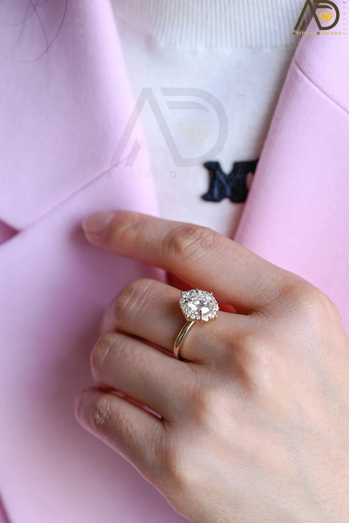 Handmade Gold Love Ring | Moissanite with Flower Look | For Her