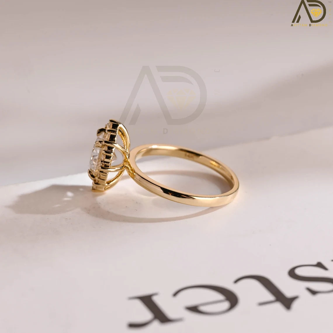 Gold Moissanite Love Ring | Floral Engagement Design | Gift for Wife
