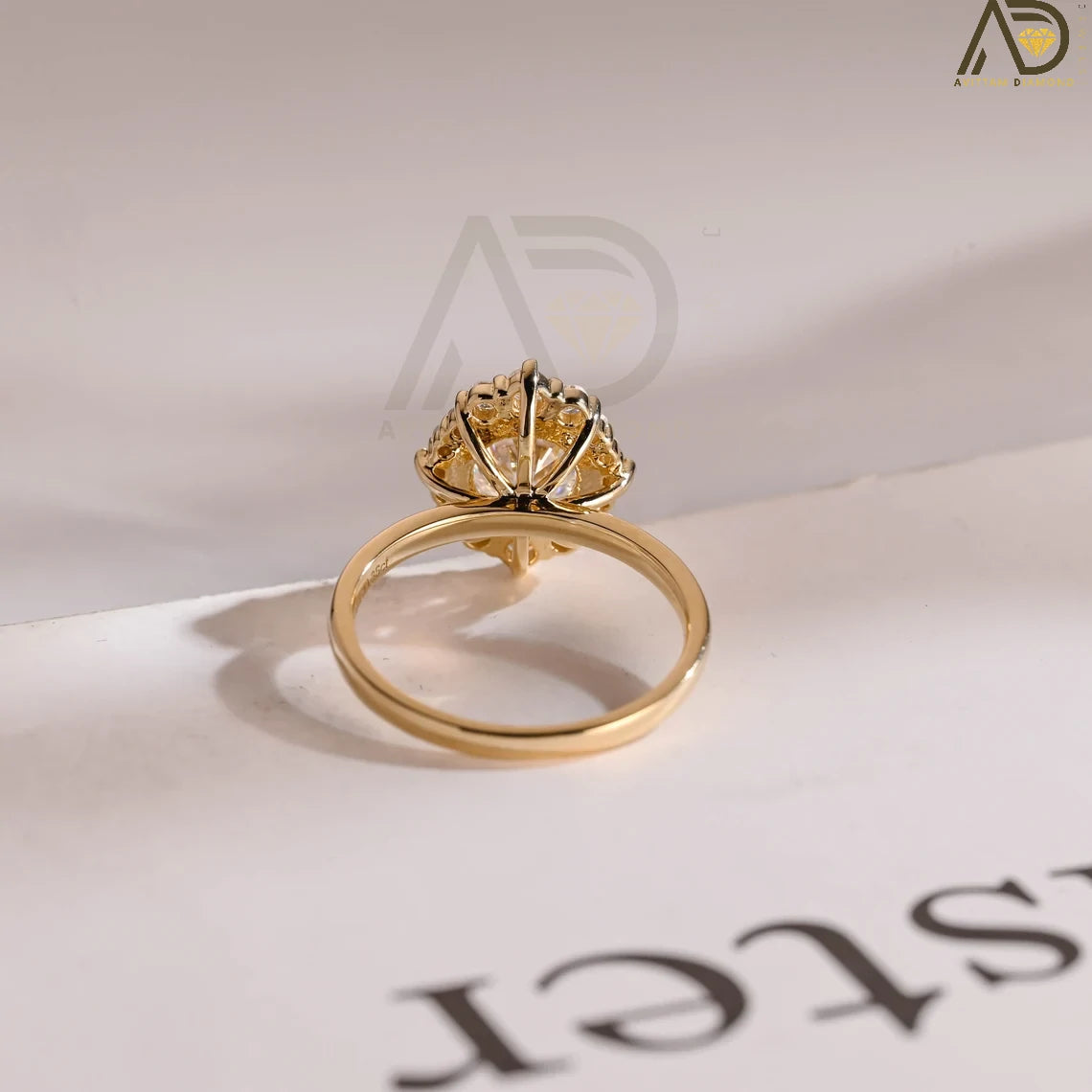 Dainty Moissanite Gift Ring | Solid Gold Romantic Band | Birthday Love