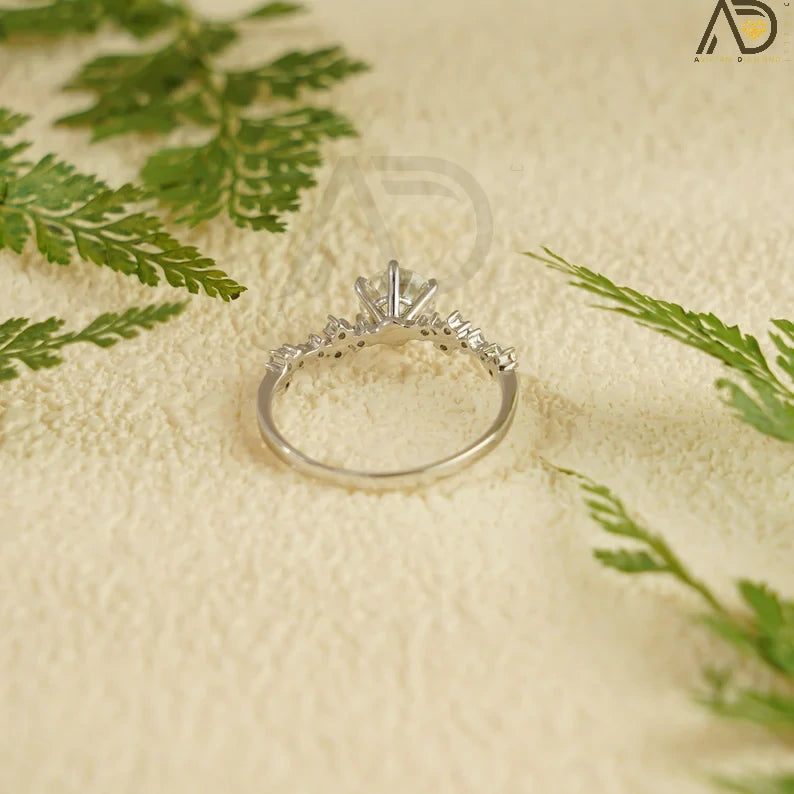 Unique Promise Ring | Round Cut Moissanite | Minimalist Design