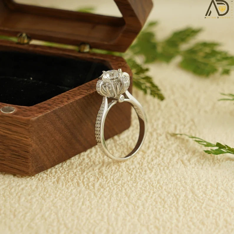 Valentine's Day Gift | Handmade Gold Ring | Moissanite Stone