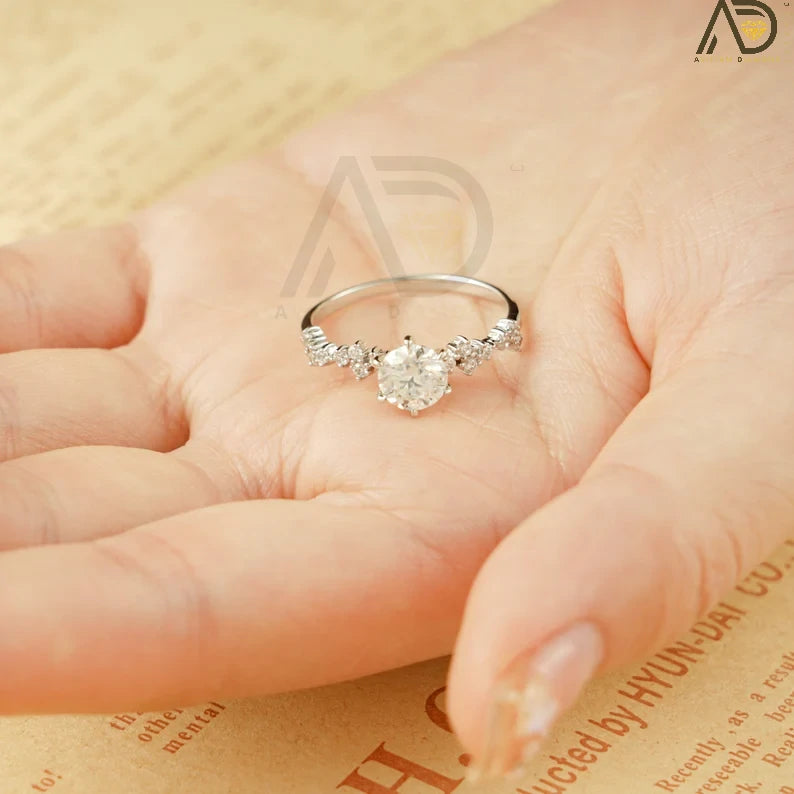 Handmade Moissanite Ring | Elegant Gold Band | Promise Gift