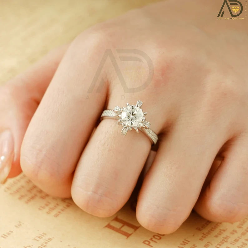 Unique Engagement Jewelry | Round Cut Moissanite | Solid Gold