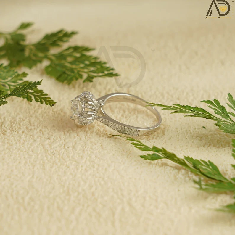 Timeless Moissanite Design | Half Pave Band | Gold Engagement