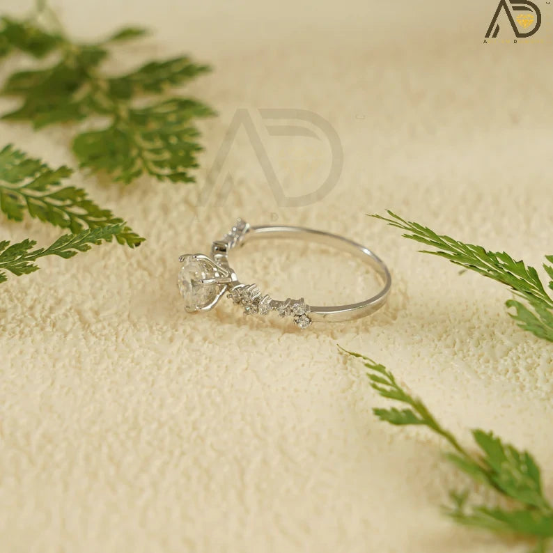 14K Gold Moissanite Ring | Classic Half Pave Band | Stylish Gift