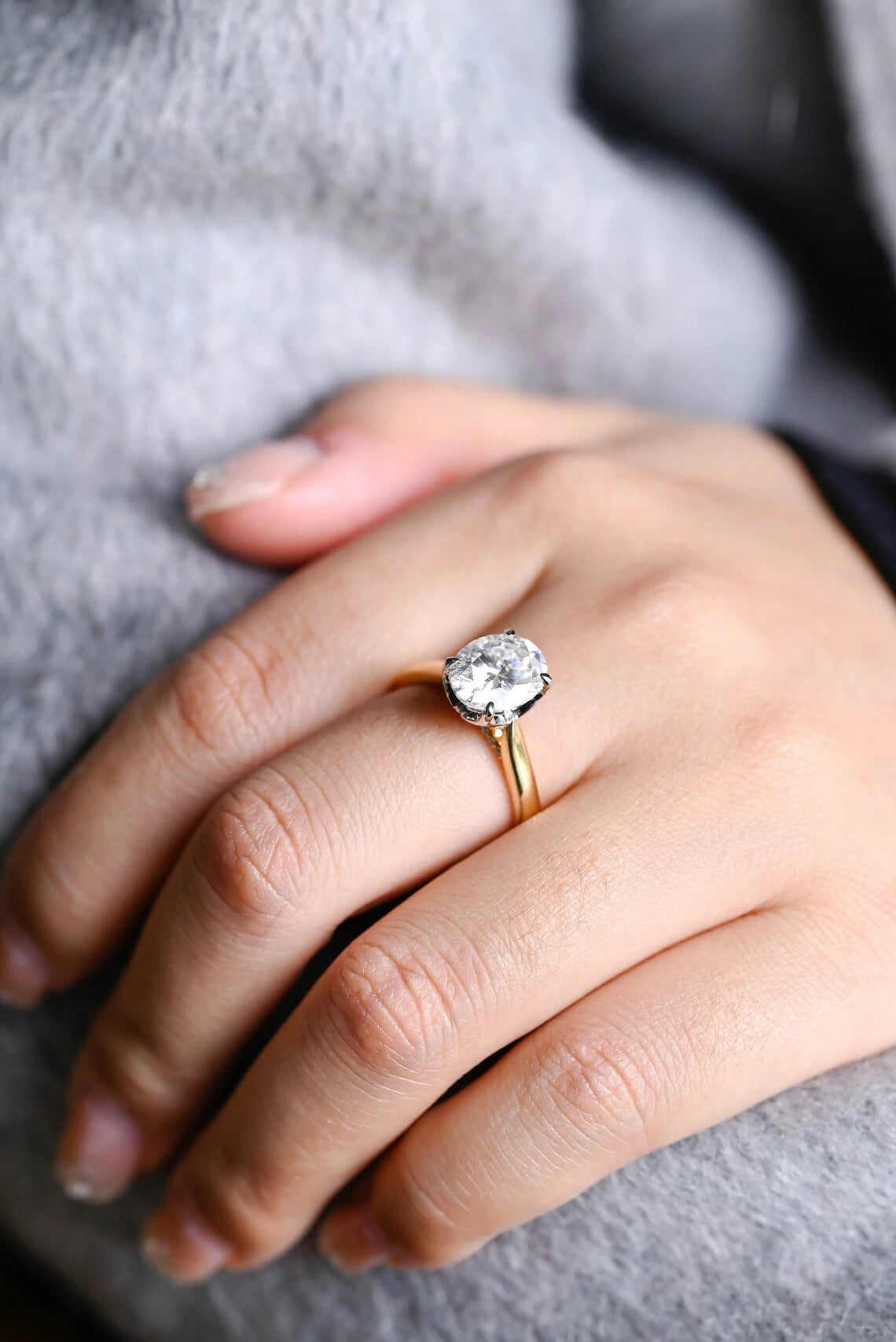 Perfectly Minimal | Moissanite Solitaire Style | Gold Anniversary Ring