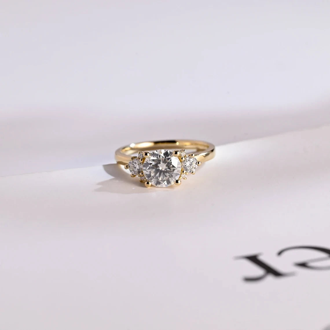 Golden Love Sparkle | Round Moissanite | Accent Brilliance