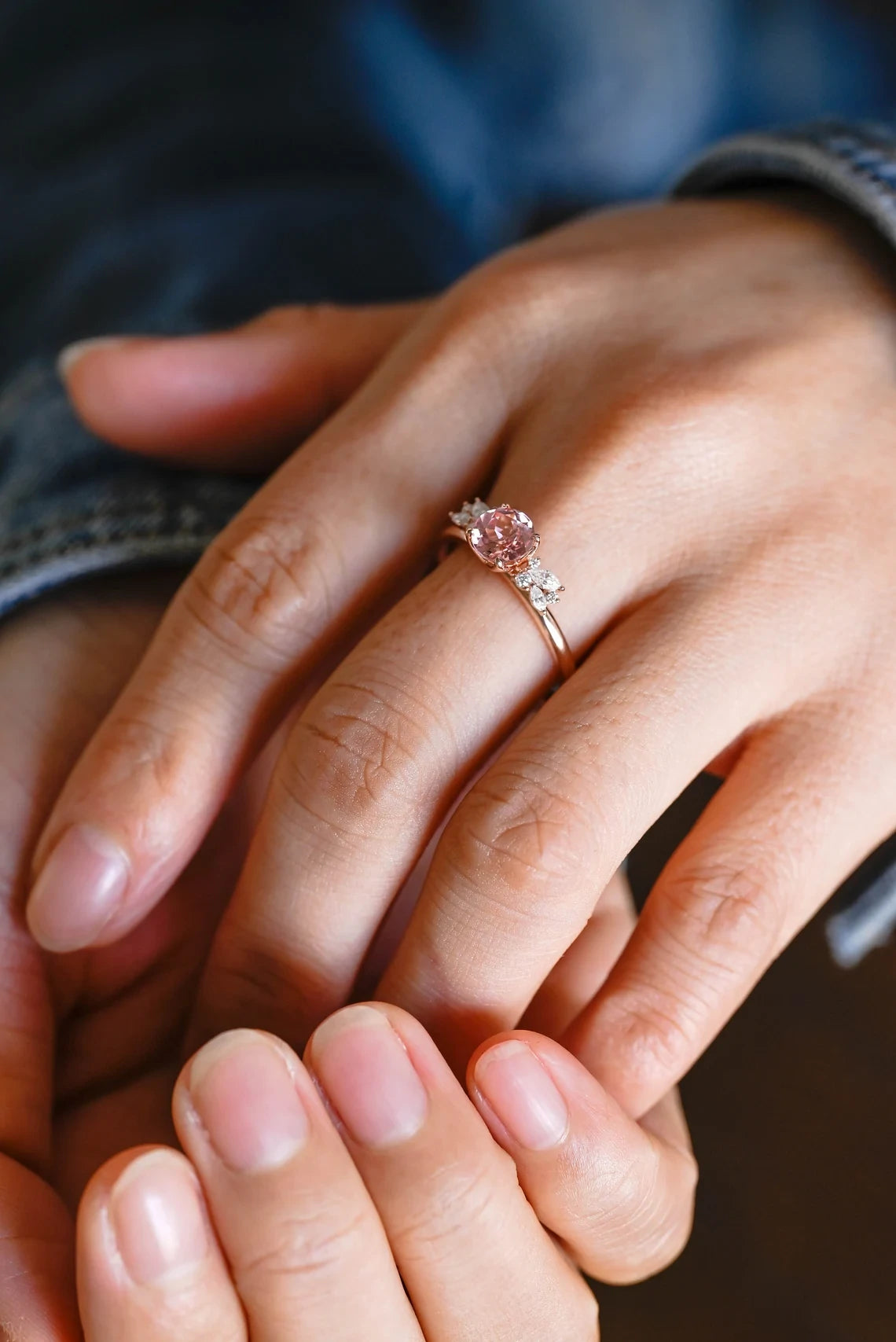 Lab Grown Sapphire Ring | Round Tulip Gold | Women's Jewelry