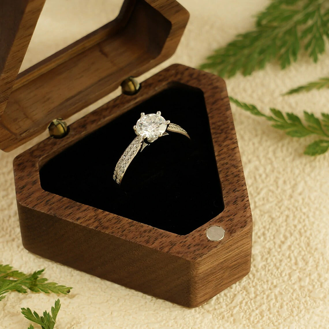 Elegant Engagement Ring | Half Pave Band | Gift for Women