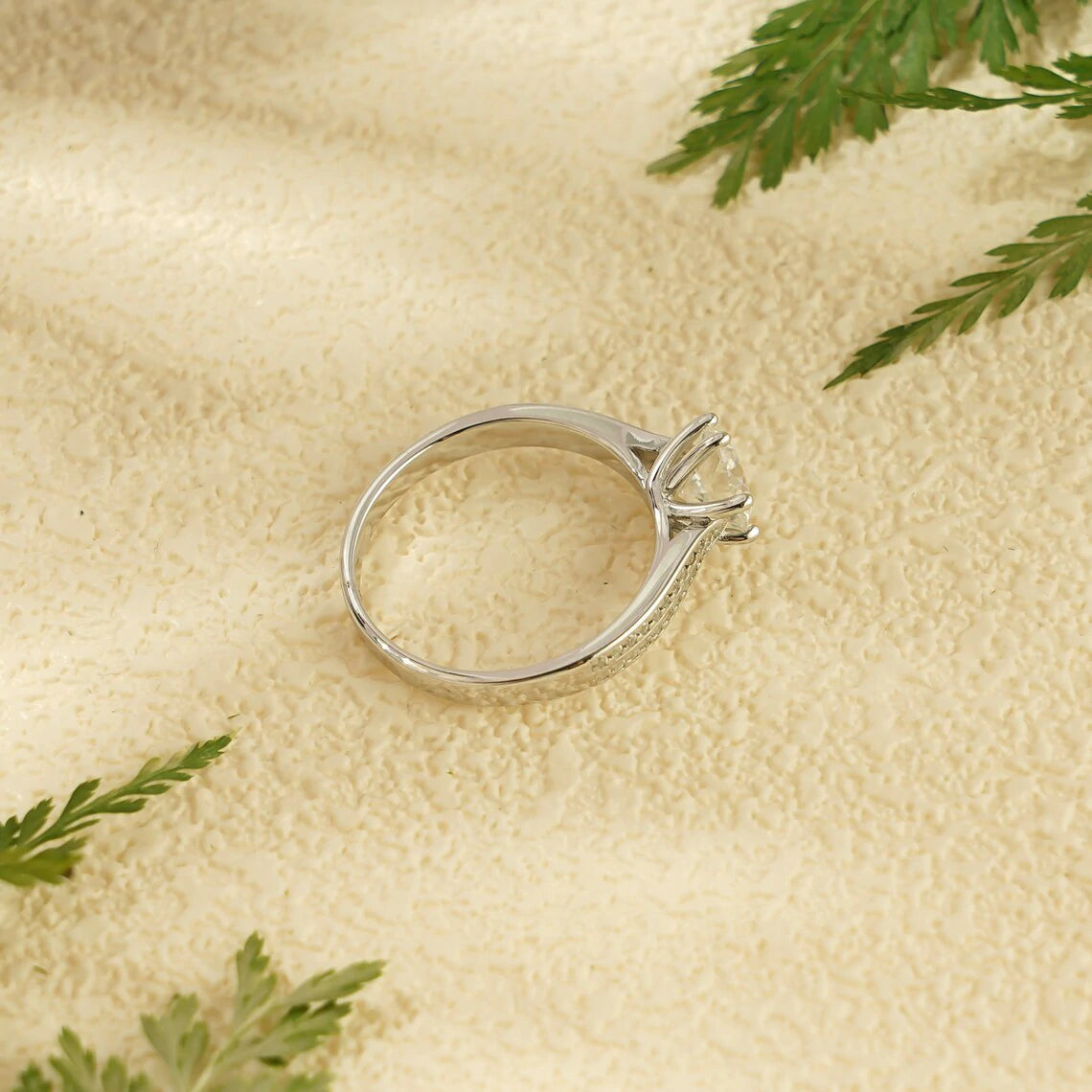 Moissanite in Gold | Pave Band Design | Engagement Classic