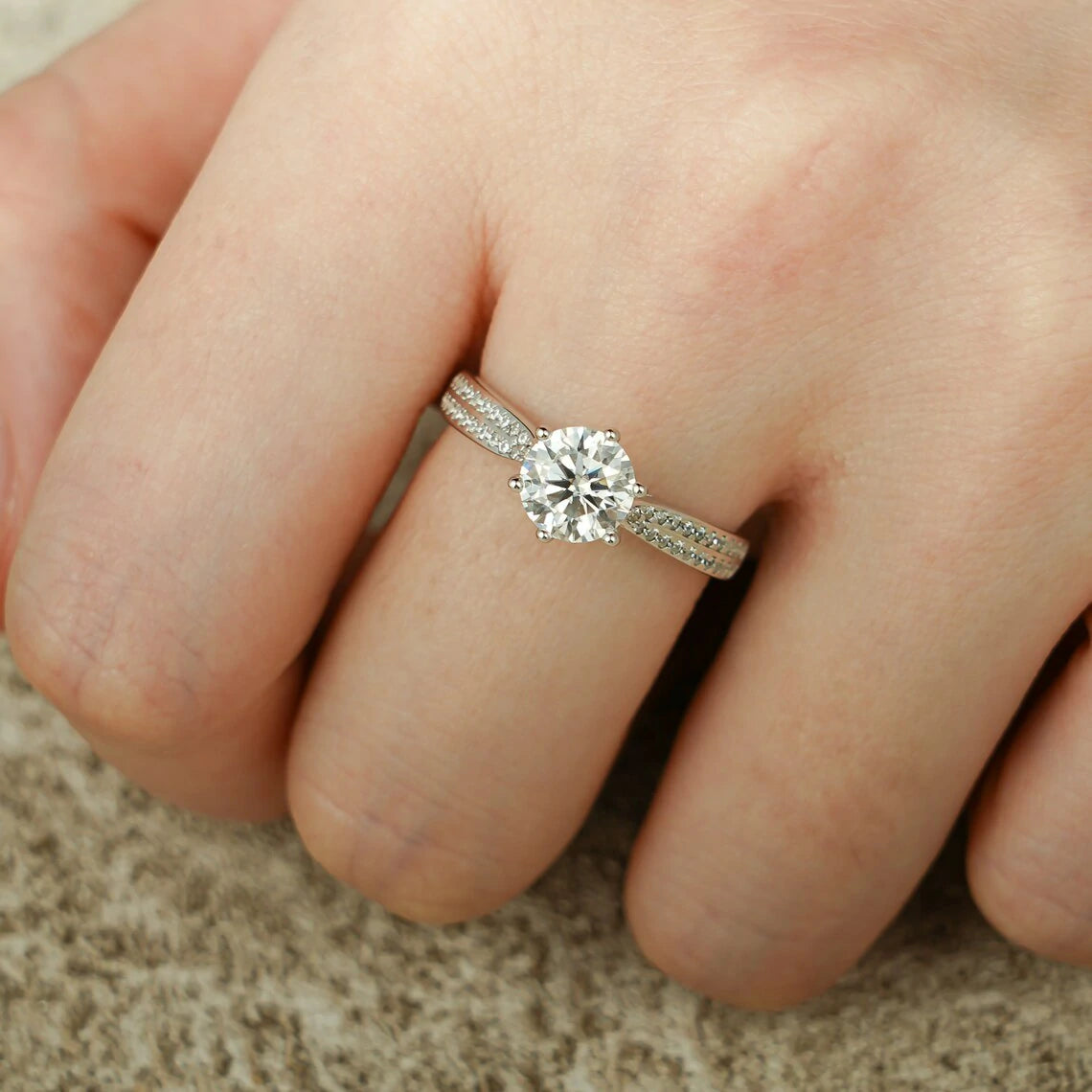 Solid Gold Jewelry | Promise Love Ring | Dual Band Glam