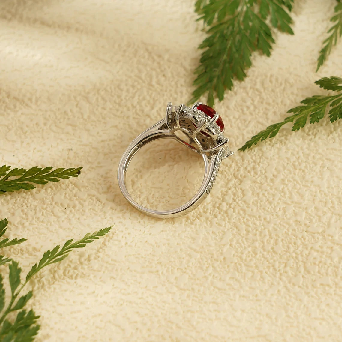 oval ruby halo ring