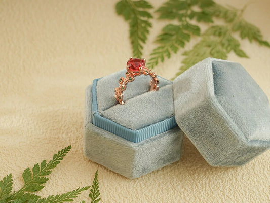 Fire and Grace | Round Ruby Cluster | CZ Halo Glow Ring