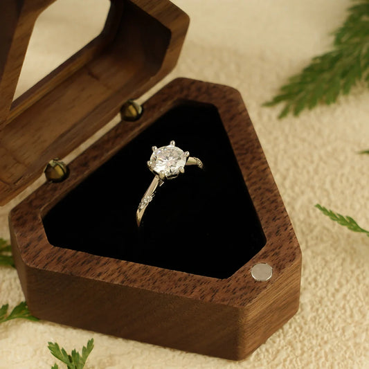 Round Cut Moissanite | Handmade Gold Ring | Unique Love Gift
