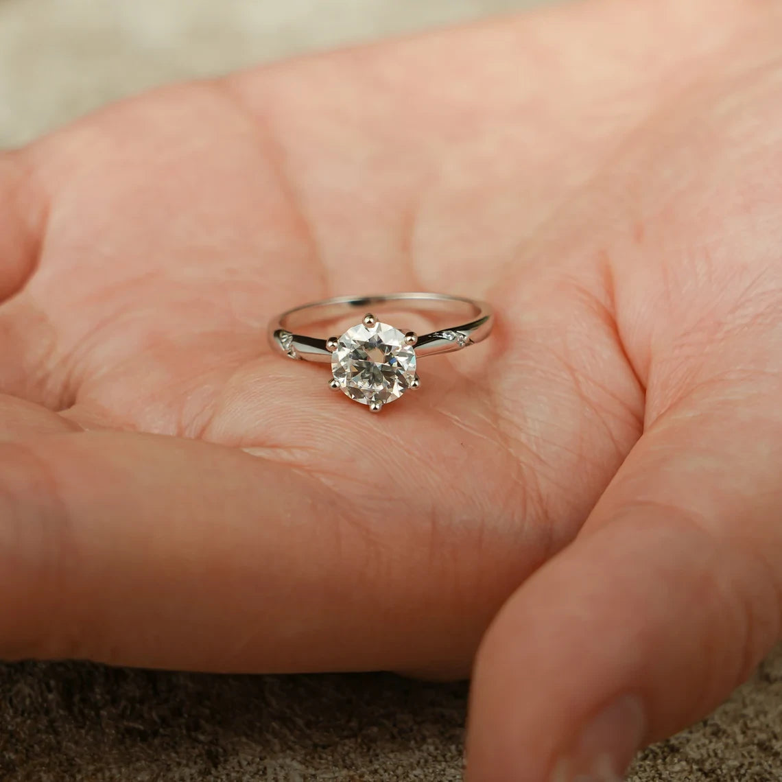 Wedding Promise Ring | Moissanite in Gold | Special Gift