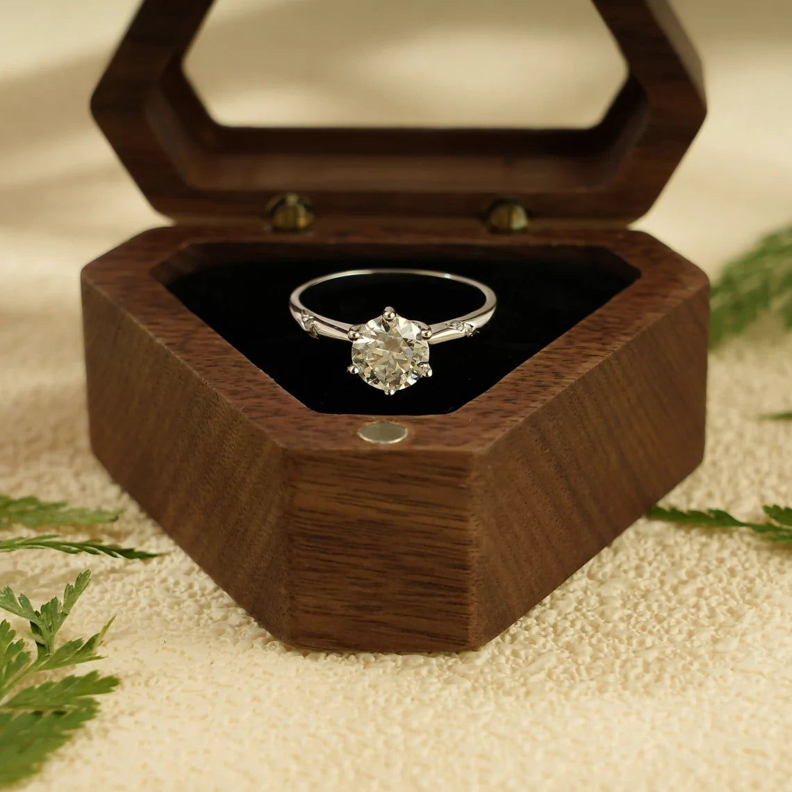 Round Cut Moissanite | Handmade Gold Ring | Unique Love Gift