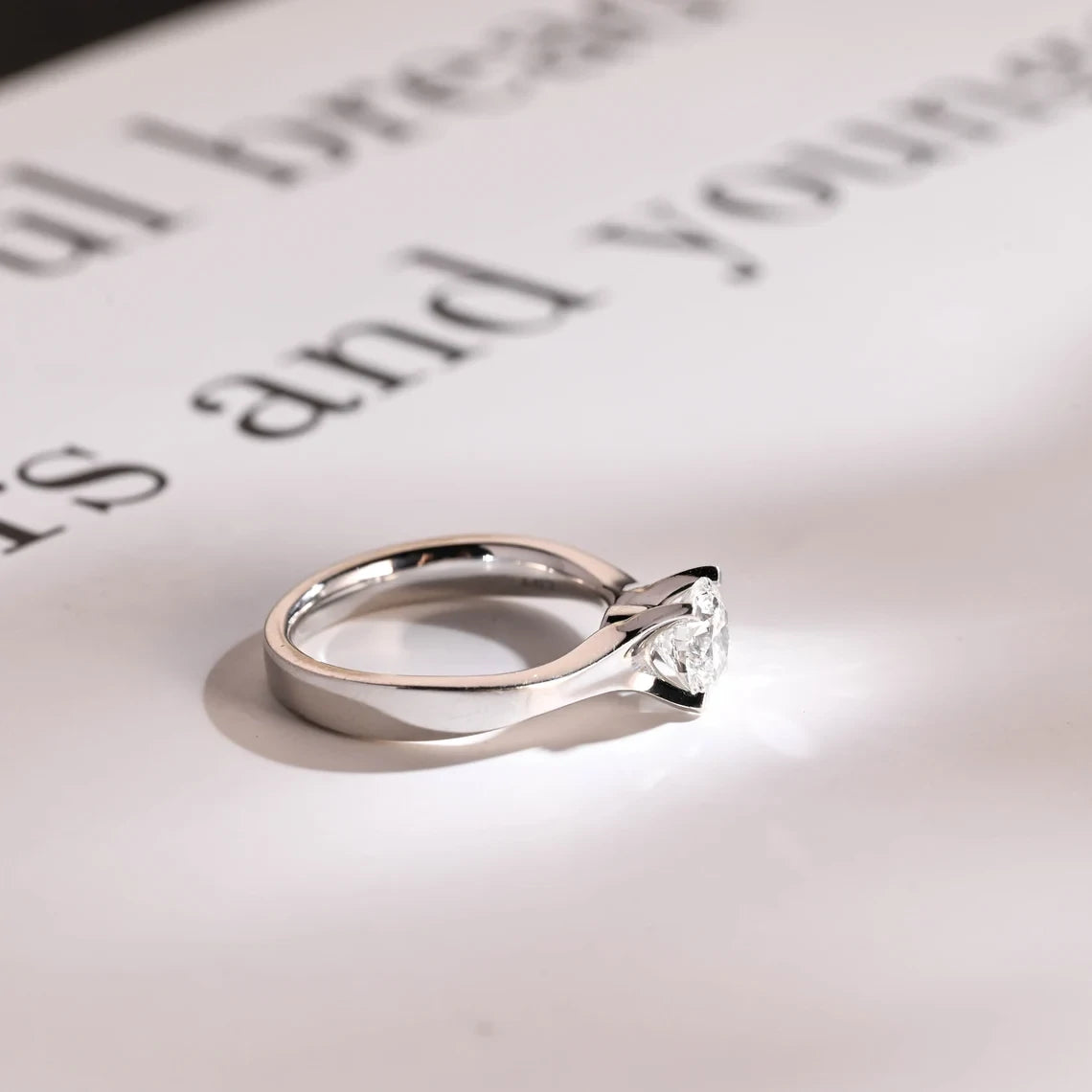 Elegant Gold Moissanite Ring | Dainty Proposal Jewelry | Love Band