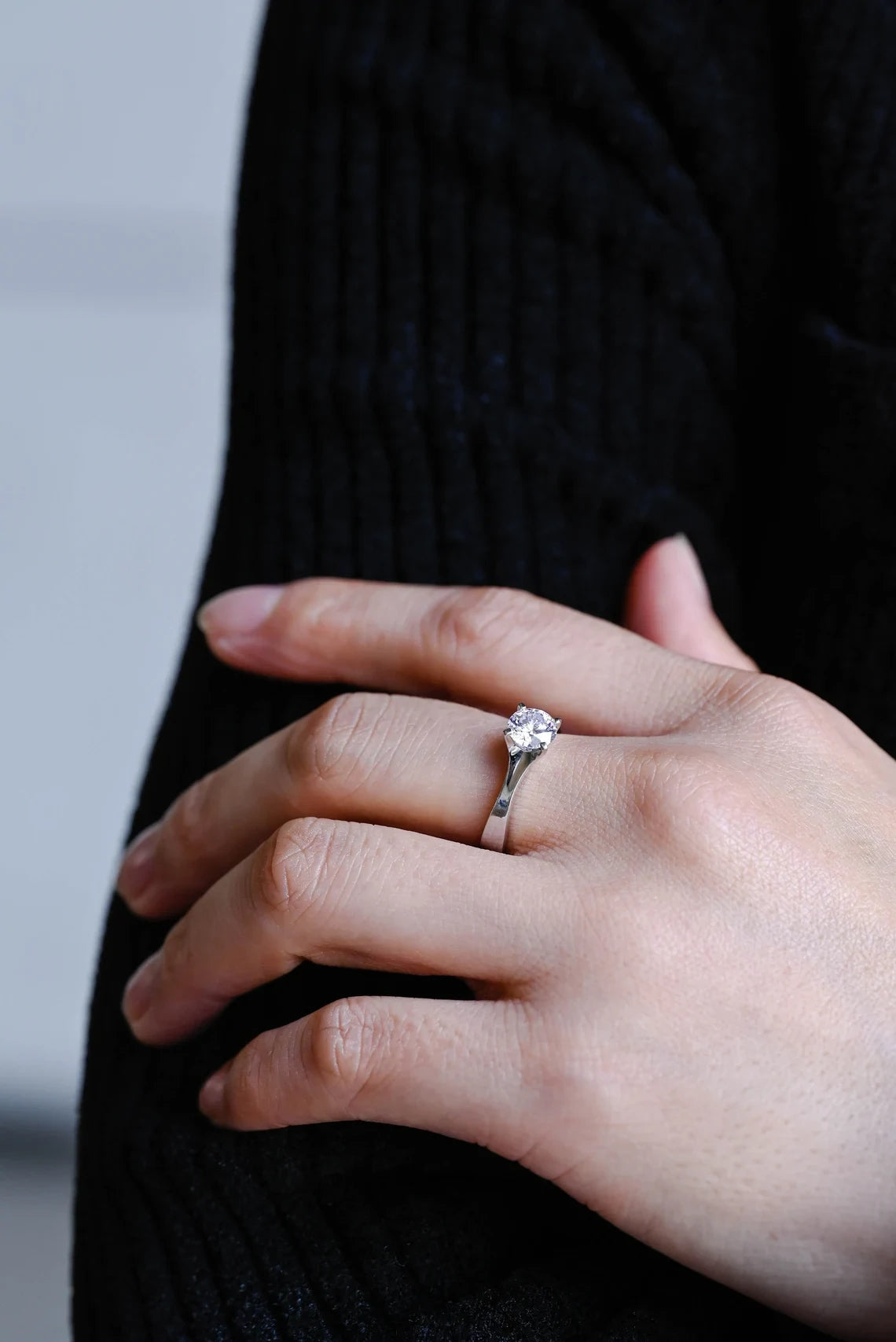 Engagement Ring for Women | Minimalist Moissanite | Gold Band