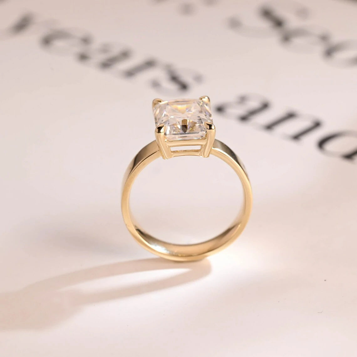 Celebrate Bold Love | 3mm Bridal Ring | Gold Moissanite Light