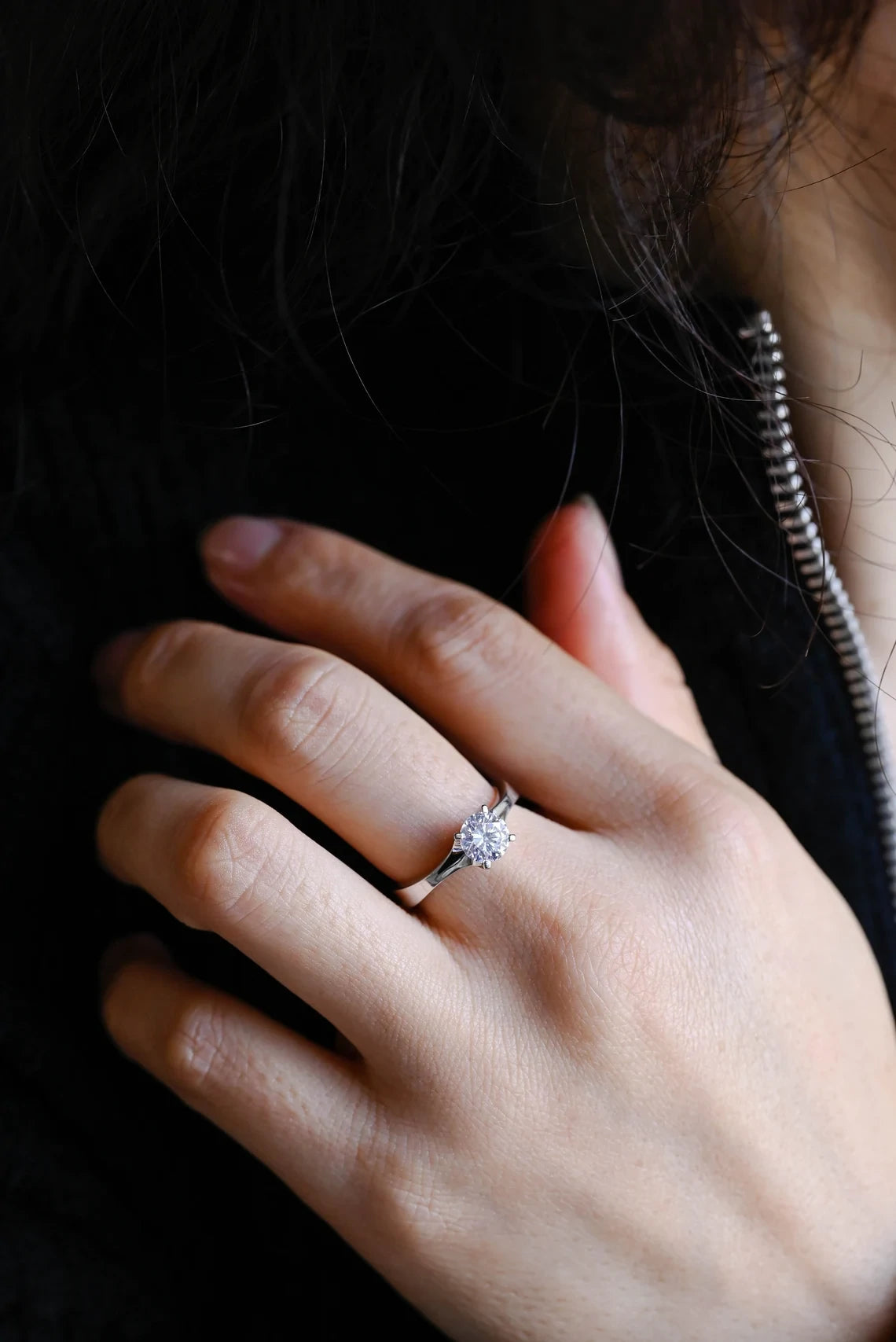 Handmade Solid Gold Ring | Round Moissanite Style | Minimal Jewelry