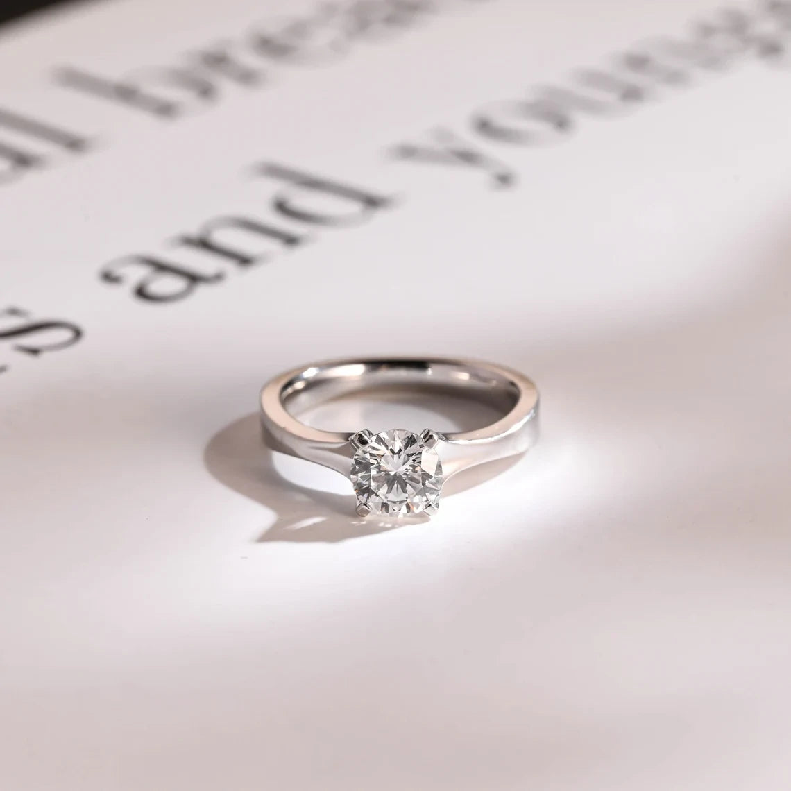 Minimalist Gold Promise Ring | Round Moissanite Band | Gift for Her