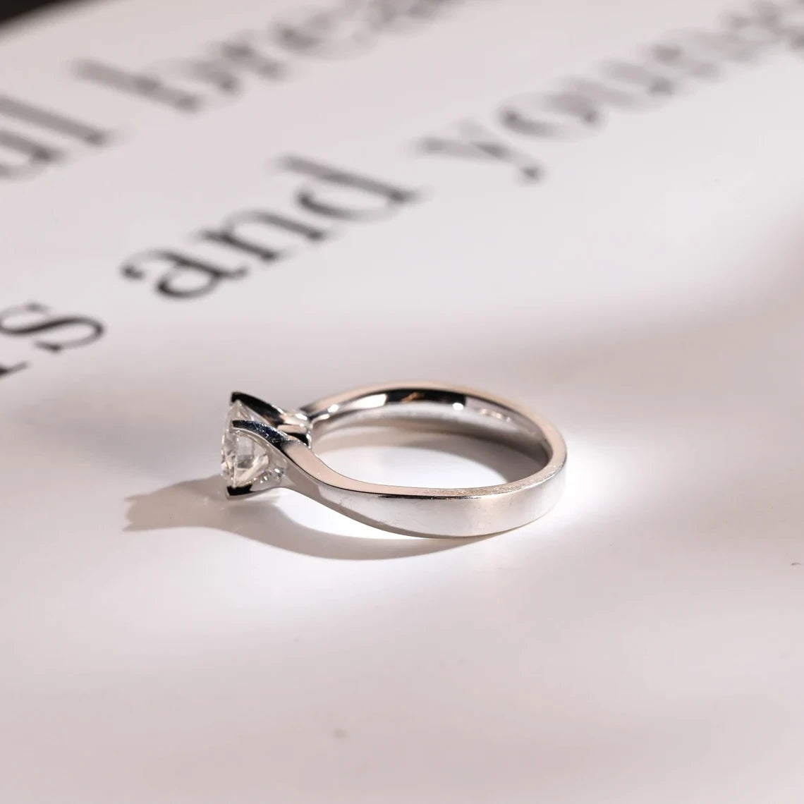 Anniversary Gift for Wife | Solid Gold Moissanite | Simple Elegance
