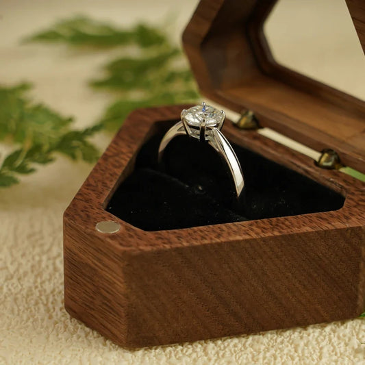 Minimalist Gold Ring | Round Moissanite Spark | Handmade Gift