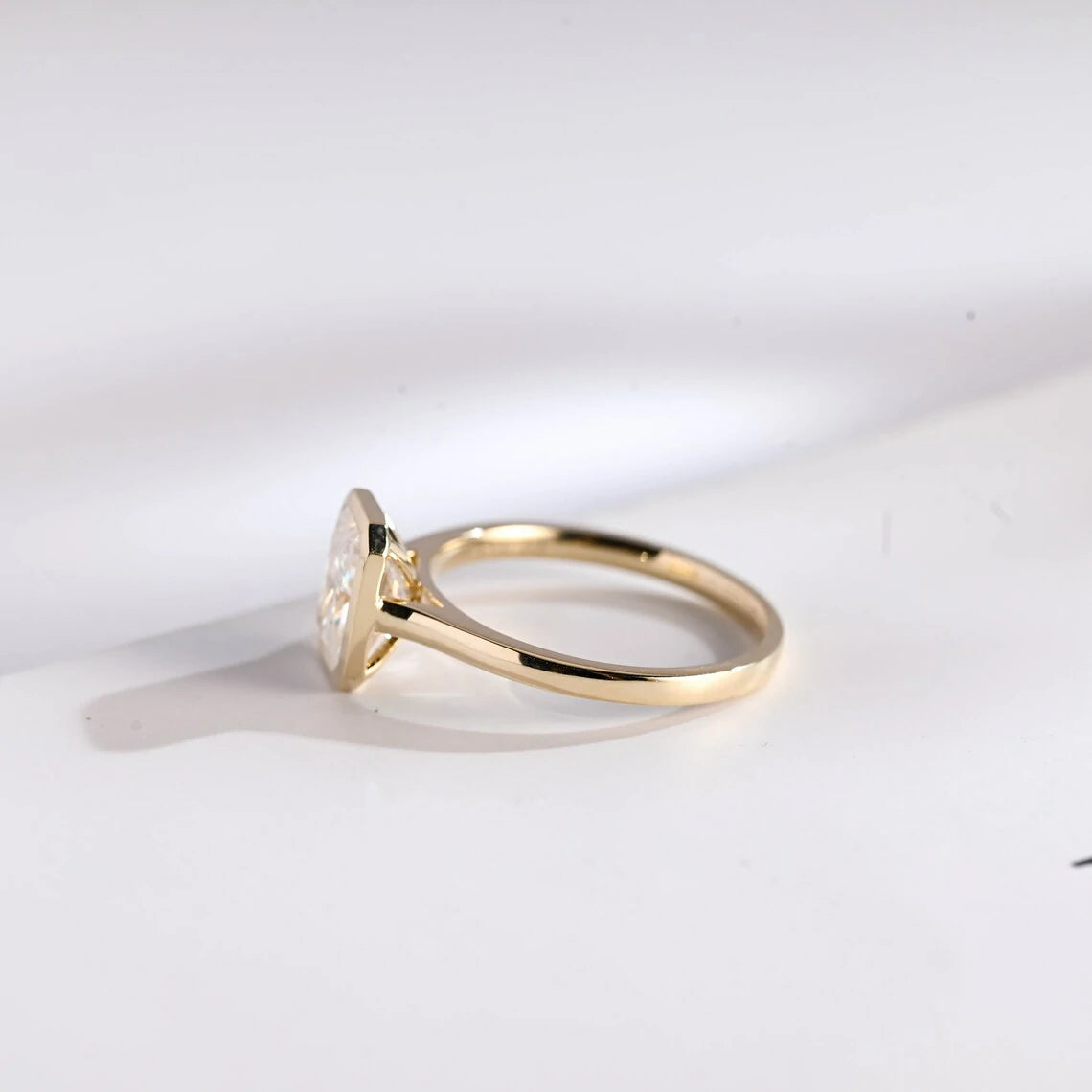 Dainty Yet Strong | Moissanite Spark | Gold Promise Band