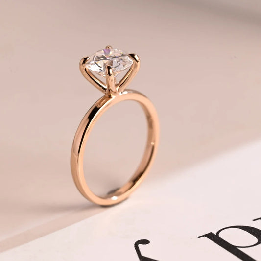 18K Rose Gold Ring | Round Moissanite Sparkle | Gift for Her