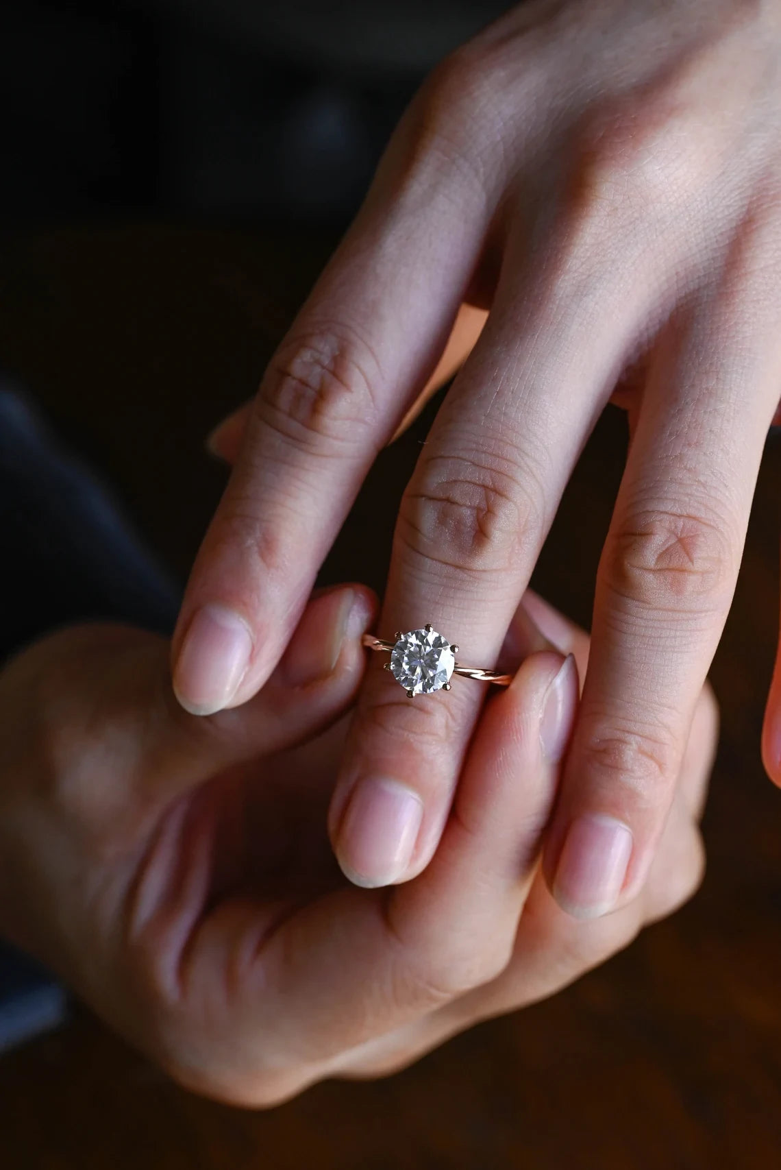 Round Moissanite Ring Gift | Elegant Rose Gold Band | Love Promise