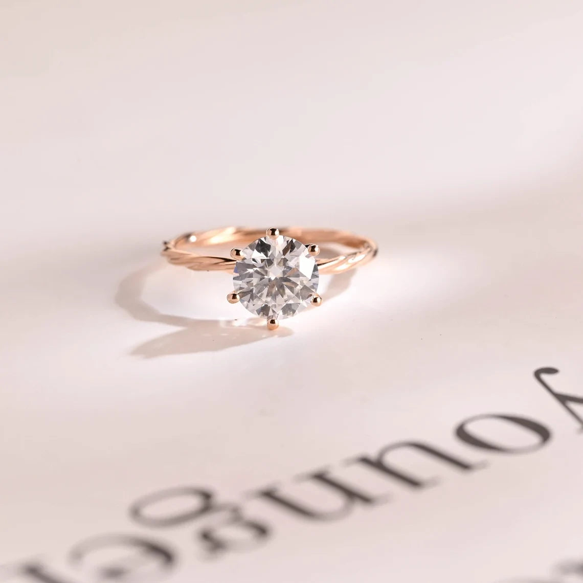 Rose Gold Moissanite Ring | Minimalist Promise Ring | Gift for Her