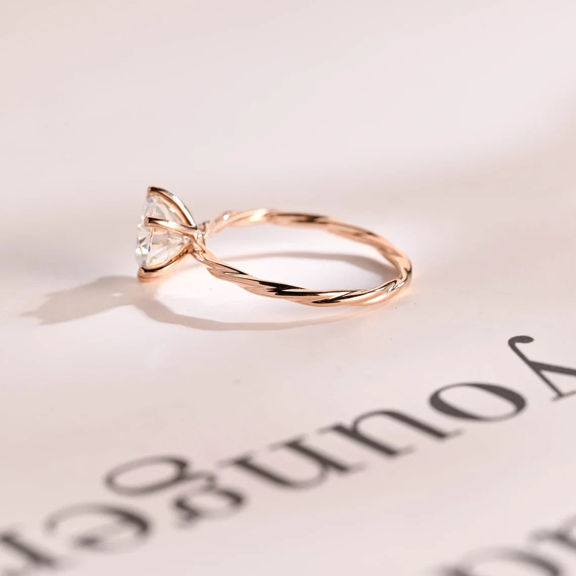 Promise Ring for Women | 18K Gold Engagement | Round Moissanite Cut