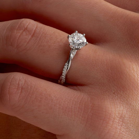 Round cut lab grown diamond ring