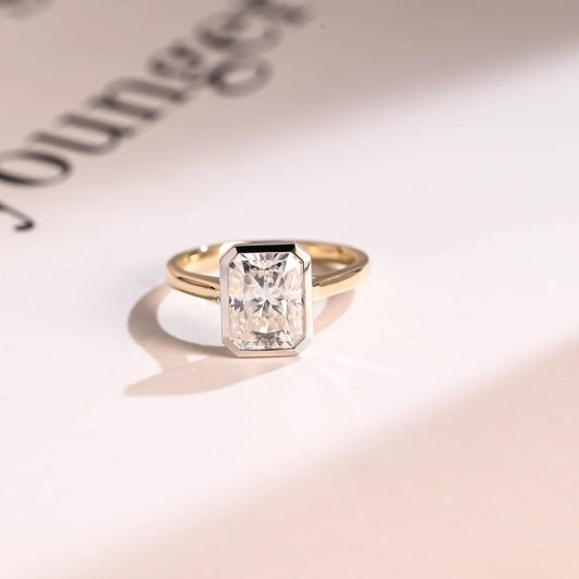 Two Tone Brilliance | Bezel Set Ring | Radiant Gold Spark