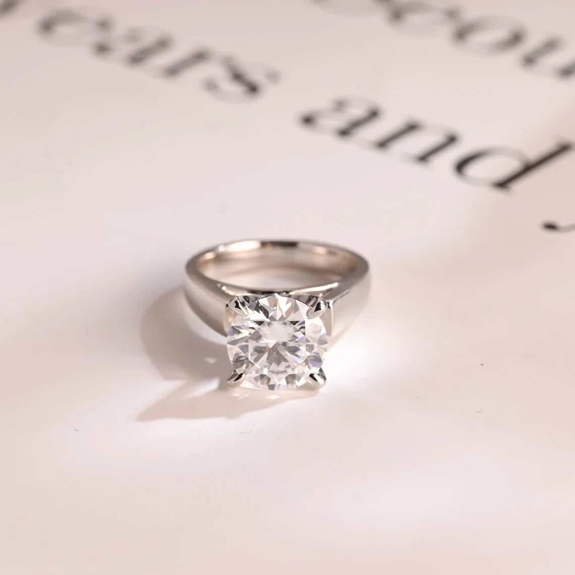 High Setting Solitaire Ring | Round Moissanite Sparkle | Solid Gold Design
