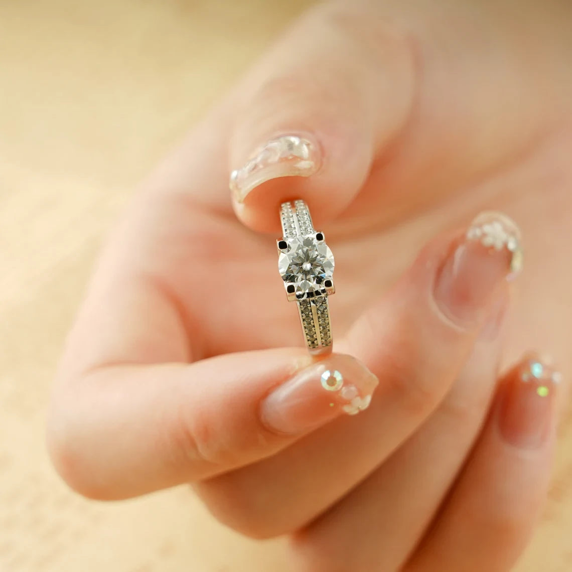 Promise Her Always | Solid Gold Ring | Round Cut Fire