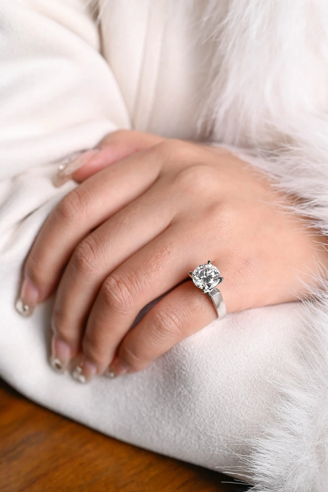Birthday Gift for Her | Elegant Promise Ring | Solid Gold Moissanite