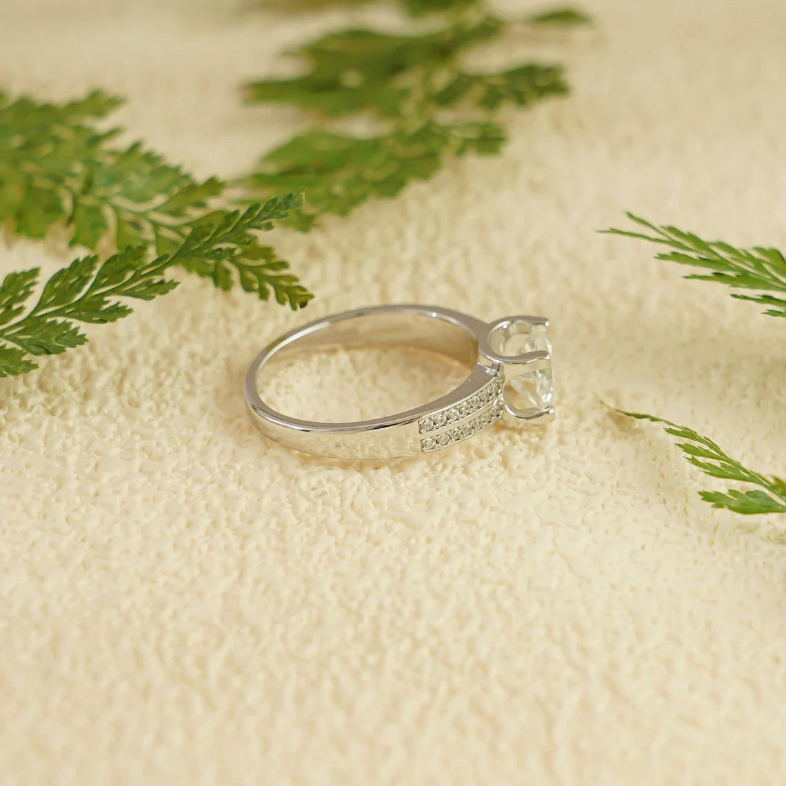 Two Bands One Heart | Pavé Promise Ring | Moissanite Glow